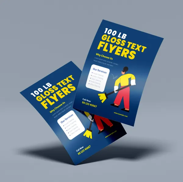 Navy and yellow 100 lb gloss text flyers