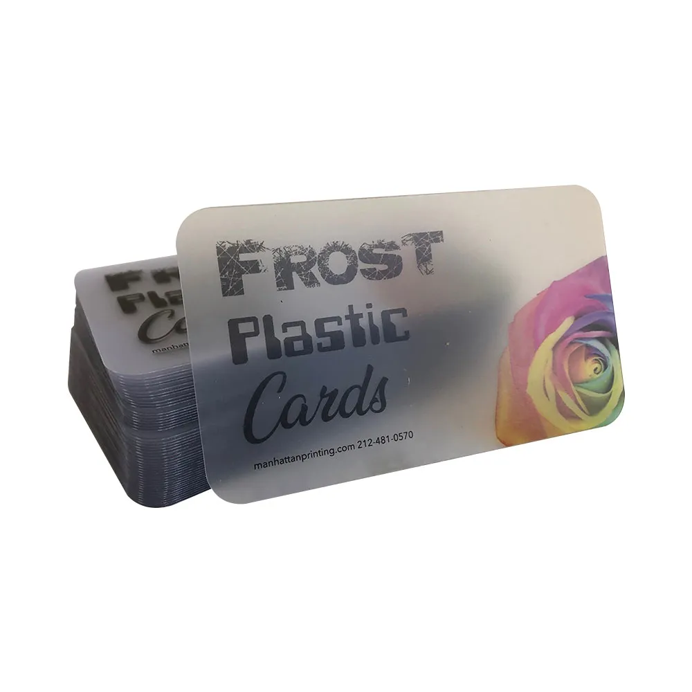 Frosted plastic cards with a rainbow rose photo print
