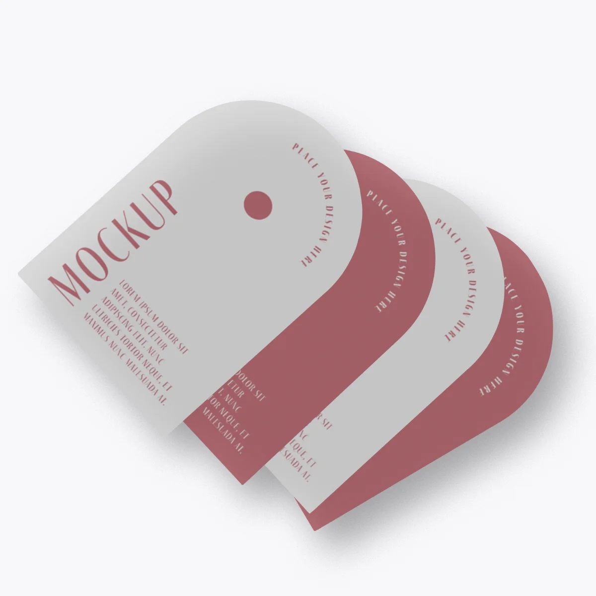 Fanned half circle cards in grey and rose