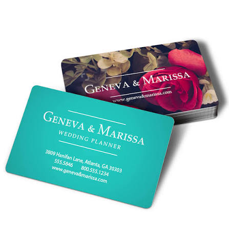 Teal and floral rounded corner wedding planner cards