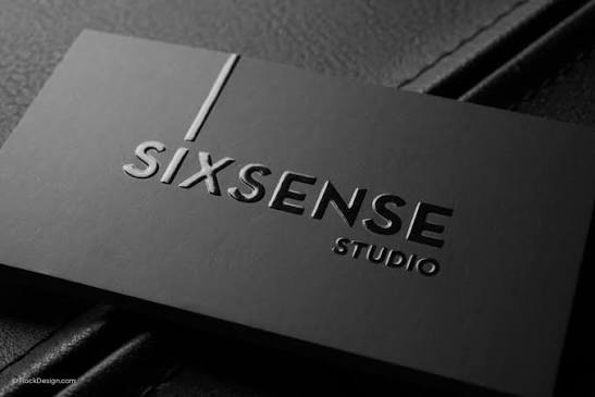 Sixsense Studio black card with glossy spot UV logo